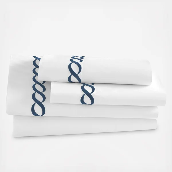 Kassatex Catena Flat Sheet - Navy
