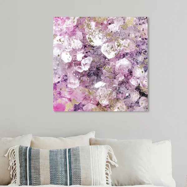 Oliver Gal &Crystal Romance& Abstract Wall Art Canvas Print - Purple, Gold (12 x 12)