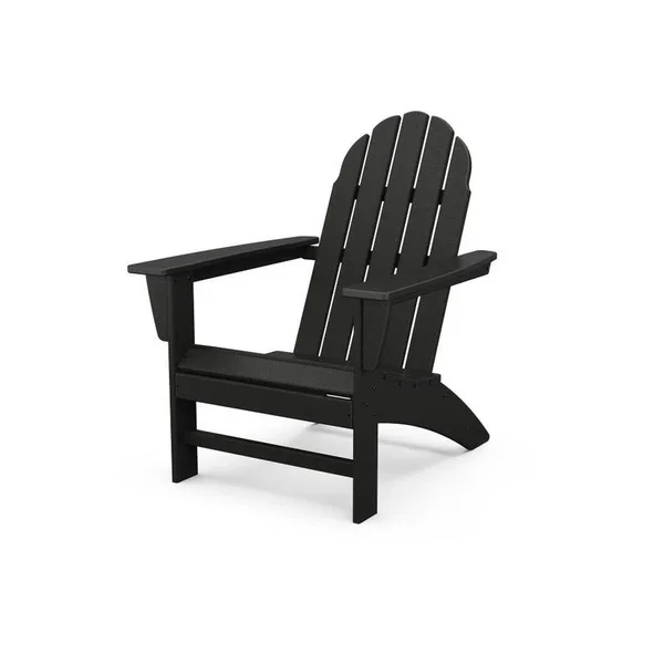 Trex Outdoor Furniture Seaport Charcoal Black Plastic Frame Stationary Adirondack Chair(s) with Slat Seat, TXAD400CB