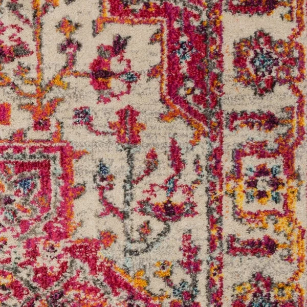 Alexander Home Vintage Bohemian Pink/ Ivory Multi Medallion Distressed Rug - 4& x 5&7 inch - Multicolor