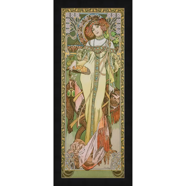 15x22x35x22 Autumn by Alphonse Mucha Framed Wall Art Multi-Color