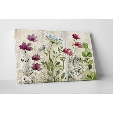 August Grove 'Meadow Flowers I' Watercolor Painting Print on Wrapped Canvas, Purple