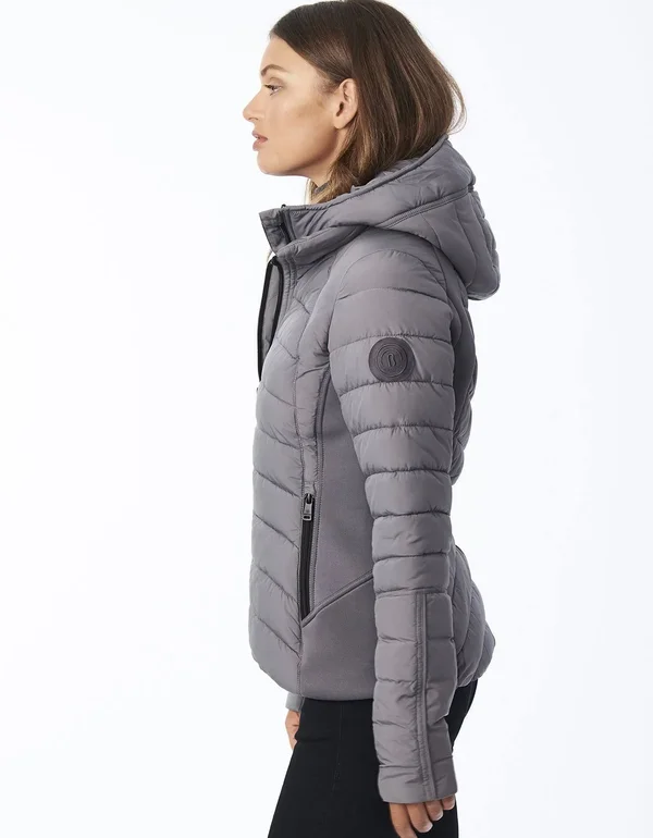Women's Bernardo Hooded Quilted Water Repellent Jacket 5608821 - X-Large - Charcoal