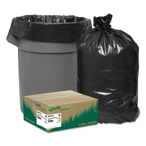 Recycled Can Liners - 40-45gal, 2mil, 40 x 46, Black, 100/Carton