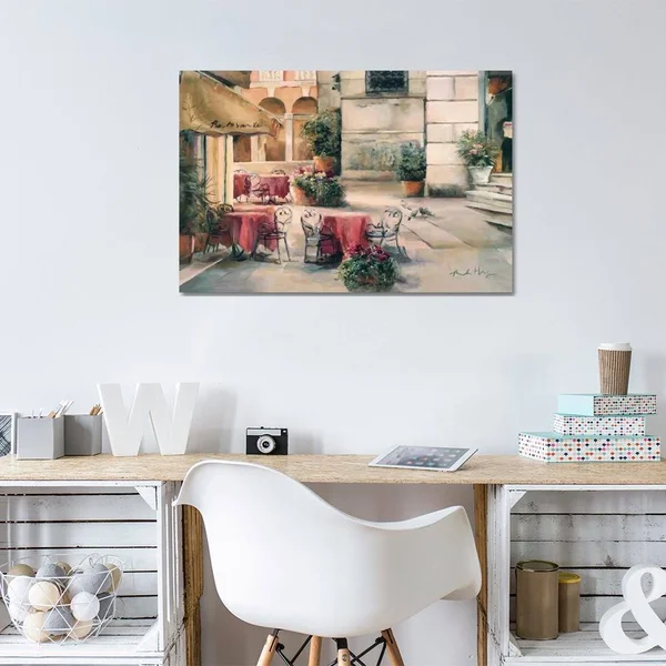 Marilyn Hageman Large Canvas Art Prints - Plaza Cafe