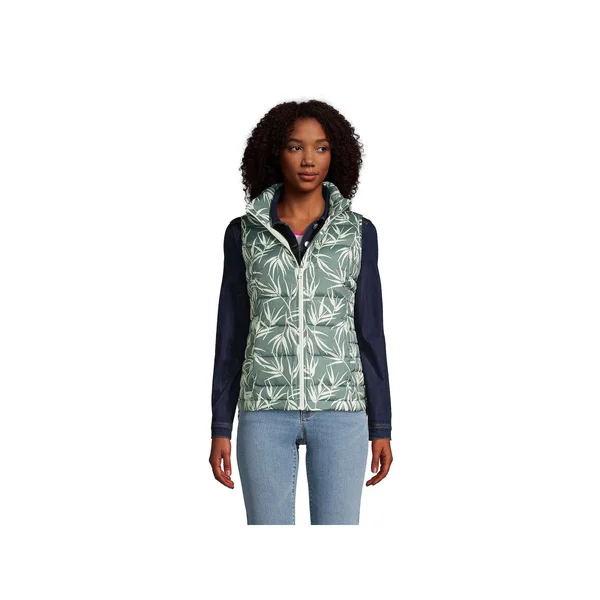 Women's Lands& End Women's Down Puffer Vest, Size: XS, Green
