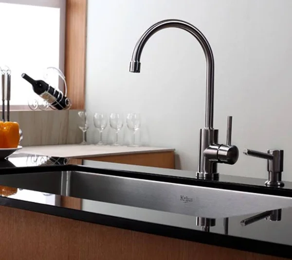 Kraus Stainless Steel Single Lever Kitchen Faucet and Soap Dispenser
