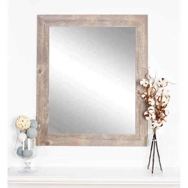 American Value Rustic Wild West Barnwood Wall Mirror, Size: 38.5, Brown