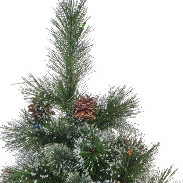 7' Pre-Lit Full Mixed Spruce Artificial Christmas Tree with Snowy Branches - Multicolor Lights