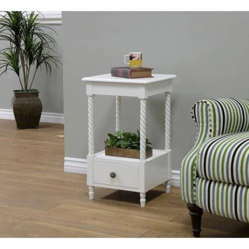 White Storage End Table