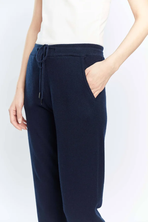 Women's Cashmere Cuffed Jogger Navy - Gobi Cashmere - M, Navy