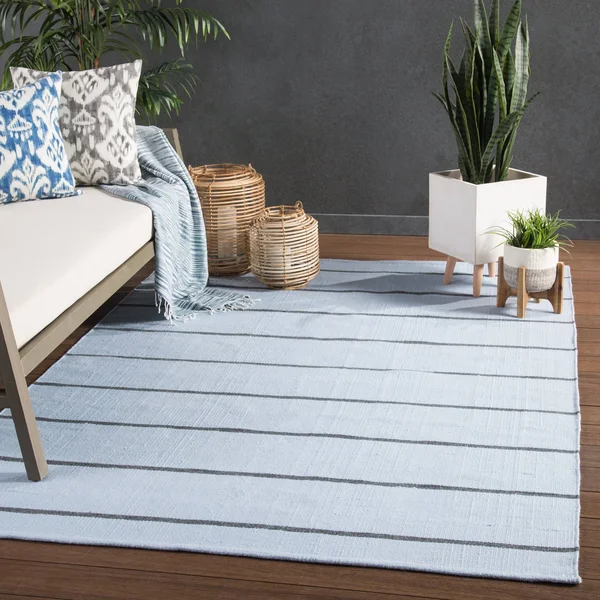 Lowe&s Sundry 9 x 12 Blue/Ivory Indoor/Outdoor Stripe Coastal Handcrafted Area Rug, BRG143127