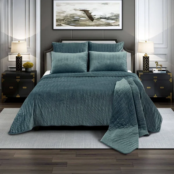 Velvet Quilt Set by Brielle Seafoam - Size King
