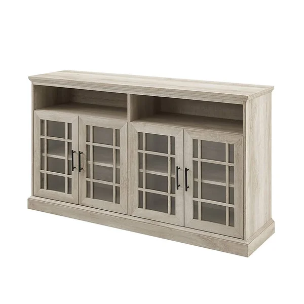 Walker Edison - Classic TV Console for Most Flat-Panel TV&s Up to 65x22 - White Oak