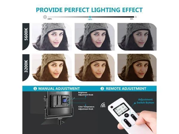 Neewer 2 Packs Advanced 2.4G 660 LED Video Light Photography Lighting Kit - Dimmable Bi-Color LED Panel with LCD Screen, 2.4G Wir