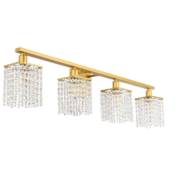 Elegant LD7012BR Phineas 4 Light Brass and Clear Crystals Wall Sconce