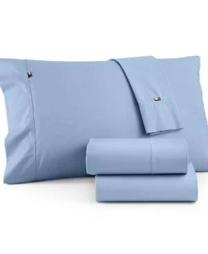 Tommy Hilfiger Signature Solid Sheet Set - Full, Dark Blue
