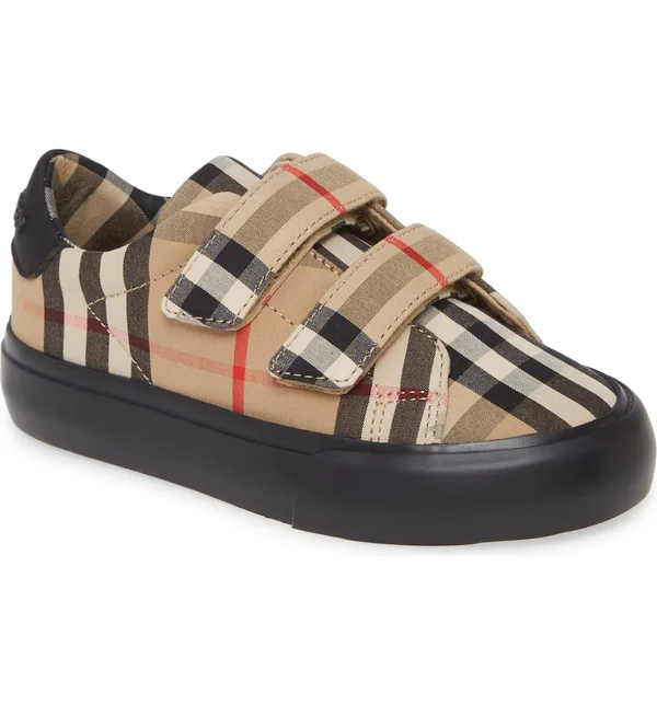 Burberry Unisex Mini Markham Check Low-top Sneakers - Walker, Toddler - Black