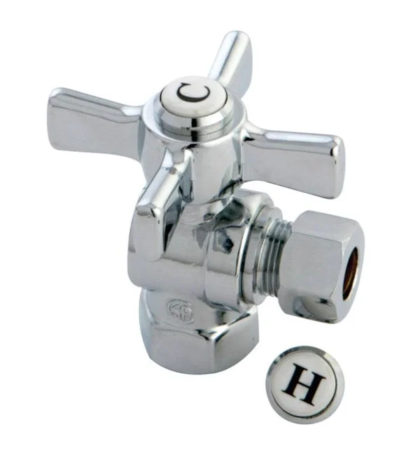 Kingston Brass CC33102ZX Millennium 3/8x22 FIP x 3/8x22 OD Compression Angle Valve, Polished Brass