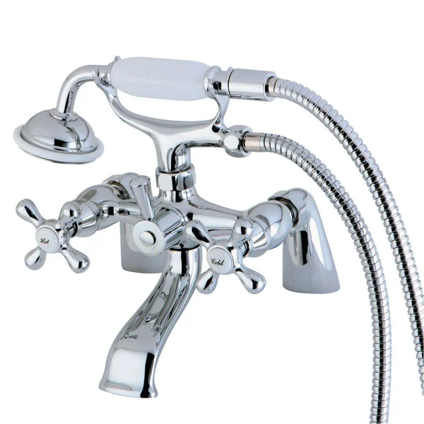 Kingston Brass KS267PB Deck Mount Clawfoot Tub Filler with Hand Shower, Polished Brass