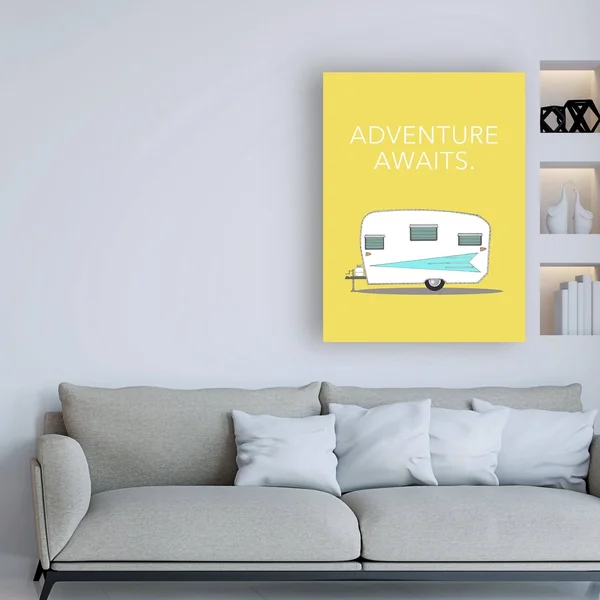 Trademark Art Annie Bailey Art 'Adventure Awaits Camping' Canvas Art