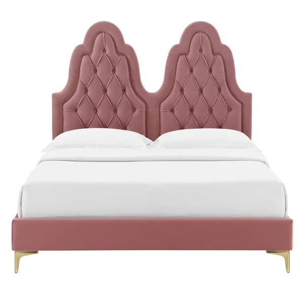 Alexandria Tufted Performance Velvet Queen Platform Bed MOD-6763-DUS