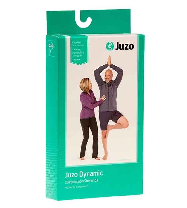 Juzo Dynamic 20-30 mmHg Open Toe Thigh High w/ Silicone Top Band, IV, Short, Black