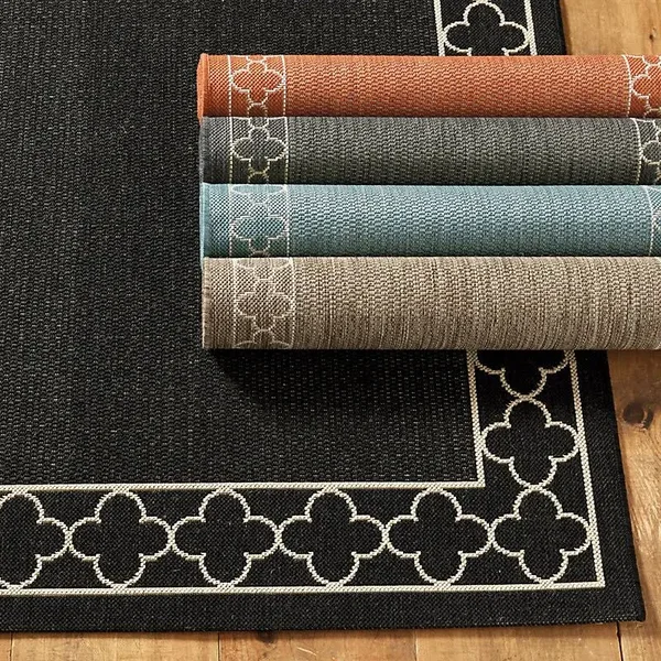 Suzanne Kasler Quatrefoil Border Indoor/Outdoor Rug Mocha 2&7x22 x 4&11x22 - Ballard Designs