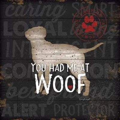 Framed Canvas Art - You Had Me at Woof by Jennifer Pugh ( Animal Art > Dogs > Rescue Dogs art)
