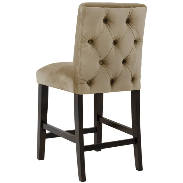 Aster Diamond Tufted Back Counter Stool Tan Velvet - Cloth & Co.