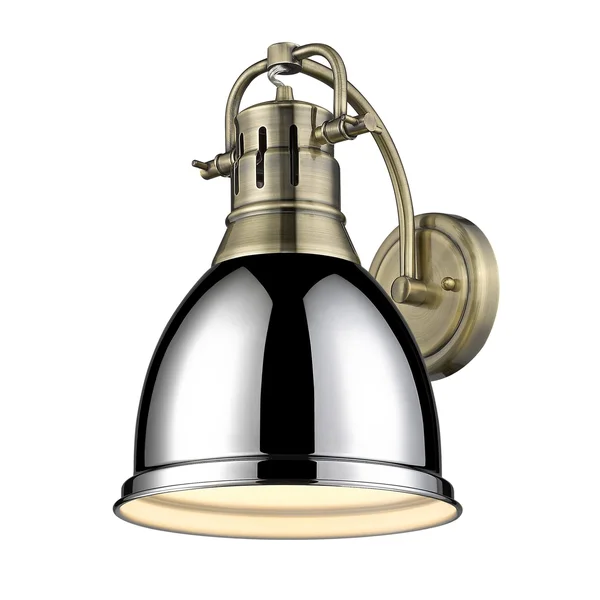 Golden Lighting 3602-1W BLK-AB Duncan 1-Light Wall Sconce in Matte Black