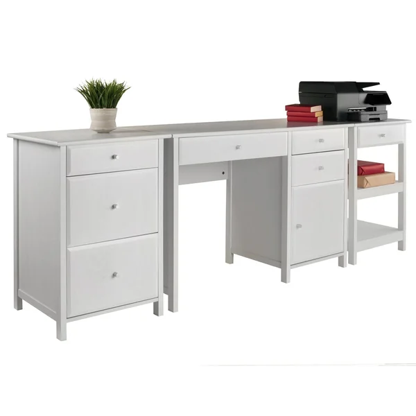 Delta 3-Pc Home Office Set - White, Winsome Wood