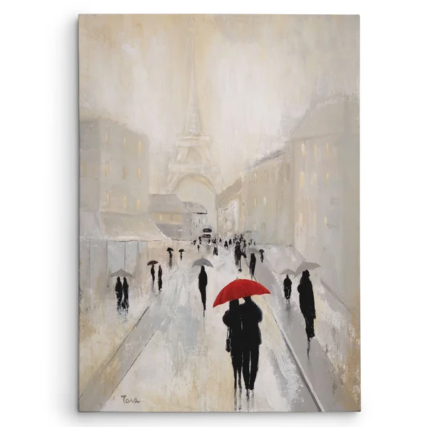 Wexford Home &Misty in Paris& by Janet Brignola-Tava Painting Print on Wrapped Canvas, Red