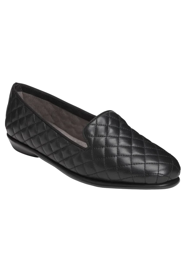 Aerosoles Stitch N Turn Slip-On Loafers - Betun IA, Size 9-1/2 Medium, Black Quilted