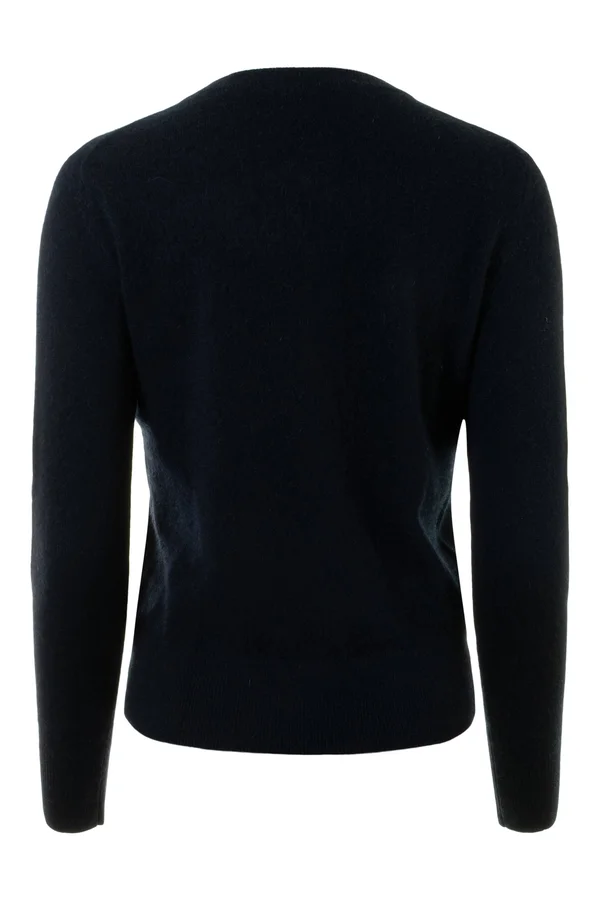 White + Warren Black Cashmere Classic Crewneck Sweater, Black, M