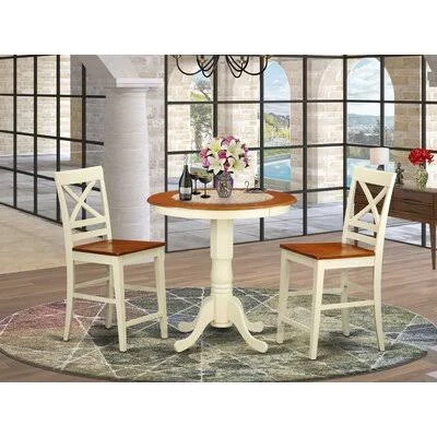 Florentine Counter Height Rubberwood Solid Wood Dining Set Breakwater Bay Color: Buttermilk/Cherry, Pieces Included: 3 Pieces: 1