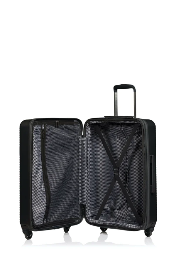 Champs 3-Piece Grid Hardside Luggage Set, Black