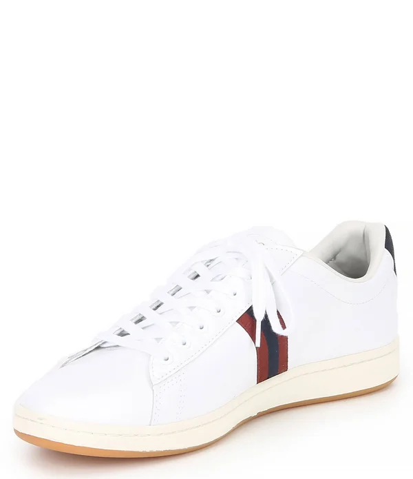 Lacoste Men's Carnaby Evo Tricolor Leather Sneakers : Navy/Dark Red