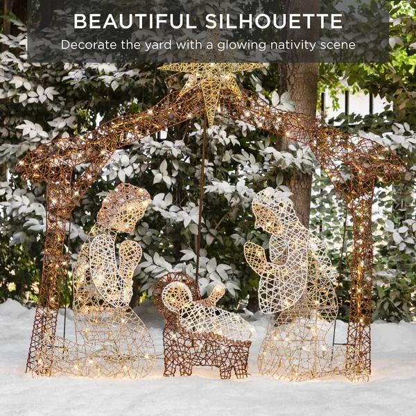 Best Choice Products 6ft Lighted Outdoor Nativity Scene - Yard Decoration w/ 190 LED Lights, Stakes, Zip Ties