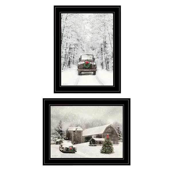 Antique Christmas 2-Piece Vignette by Lori Deiter, Black Frame
