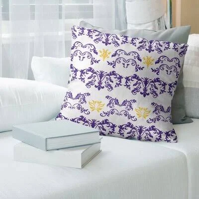 Minnesota Football Baroque Square Pillow Cover East Urban Home Color: White/Purple/Yellow, Size: 20x22 x 20