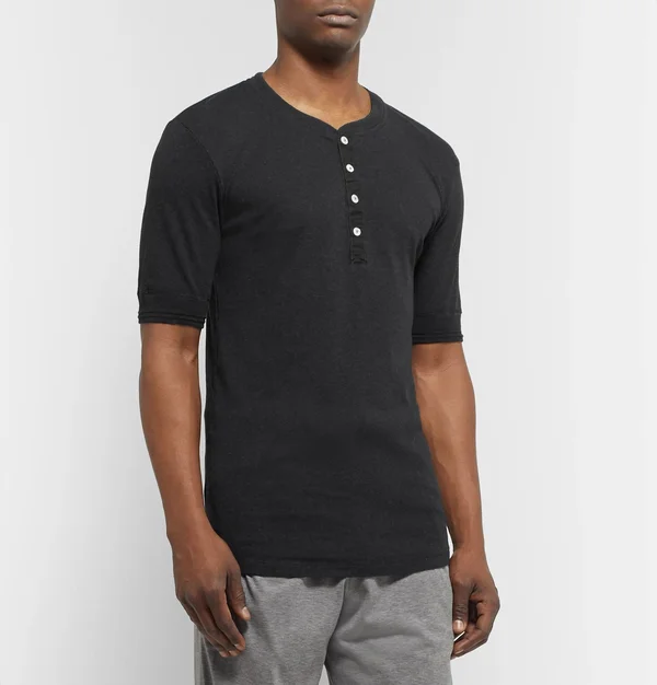 Schiesser - Men - Karl Heinz Slim-Fit M閘ange Cotton-jersey Henley T-Shirt Gray - 100% Cotton