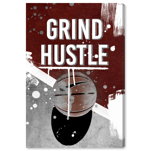 Oliver Gal 'Grind Hustle Red Basketball' Brown Wall Art Canvas Print - 10 x 15