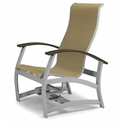 Belle Isle Marine Grade Sling Hidden Motion Chat Patio Chair Telescope Casual Frame Finish: Textured Silver, Fabric: Bailey, Arm
