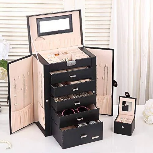 Homde 2 in 1 Huge Jewelry Box/organizer/case with Small Travel Case, Gift for or