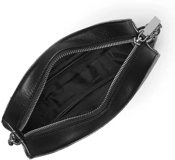 Michael Kors Studio Ginny Black MK Signature Medium Crossbody Messenger Bag