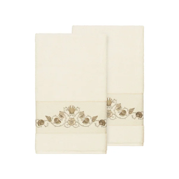 Linum Home Textiles Bella Embellished Turkish Cotton Bath Towel Cream