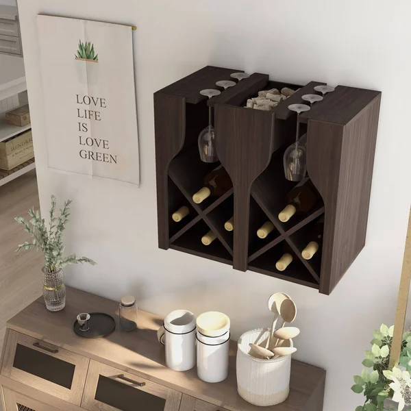 Furniture of America Aniya Rustic Wine Rack - Reclaimed Oak