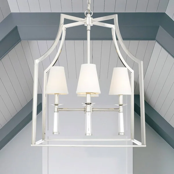 Crystorama 8864-PN Baxter 4 Light Chandelier, Polished Nickel