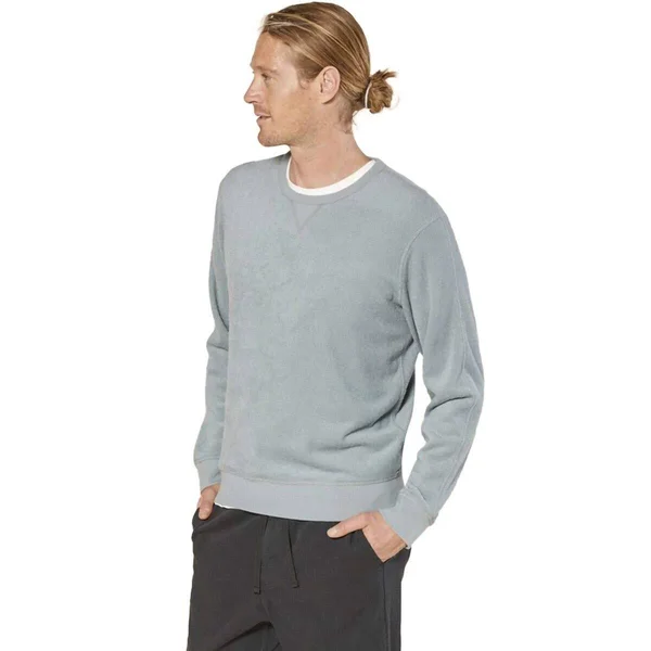 Outerknown Hightide Crew, Men's Sweatshirts, Ash Blue, L